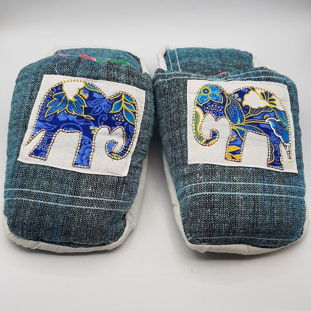 Handmade Elephant Patchwork Slip On House Slippers Super Padded Medium Size